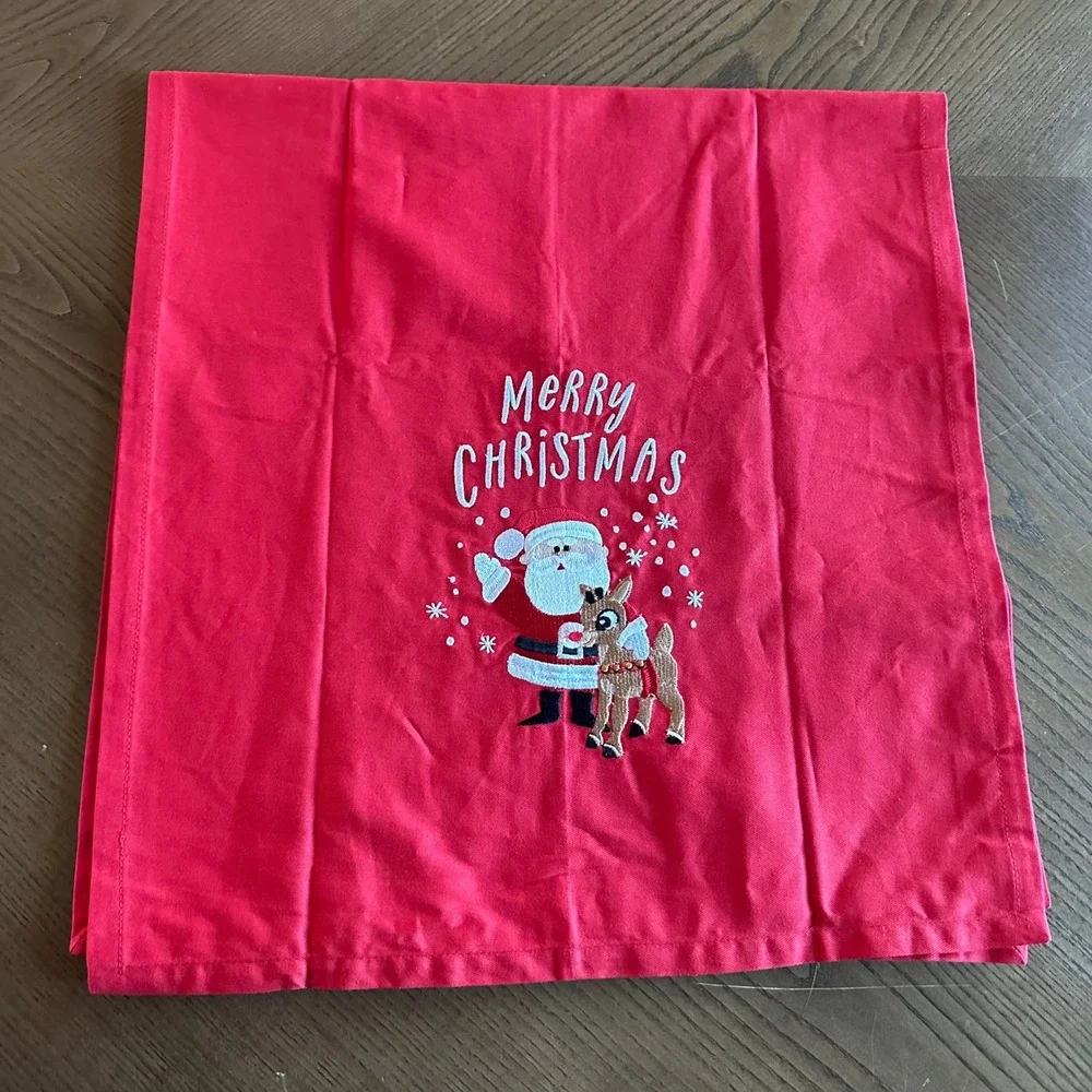 Pottery Barn Kids Rudolph Red-Nosed Reindeer Christmas Table Runner‎ Red 17x70
